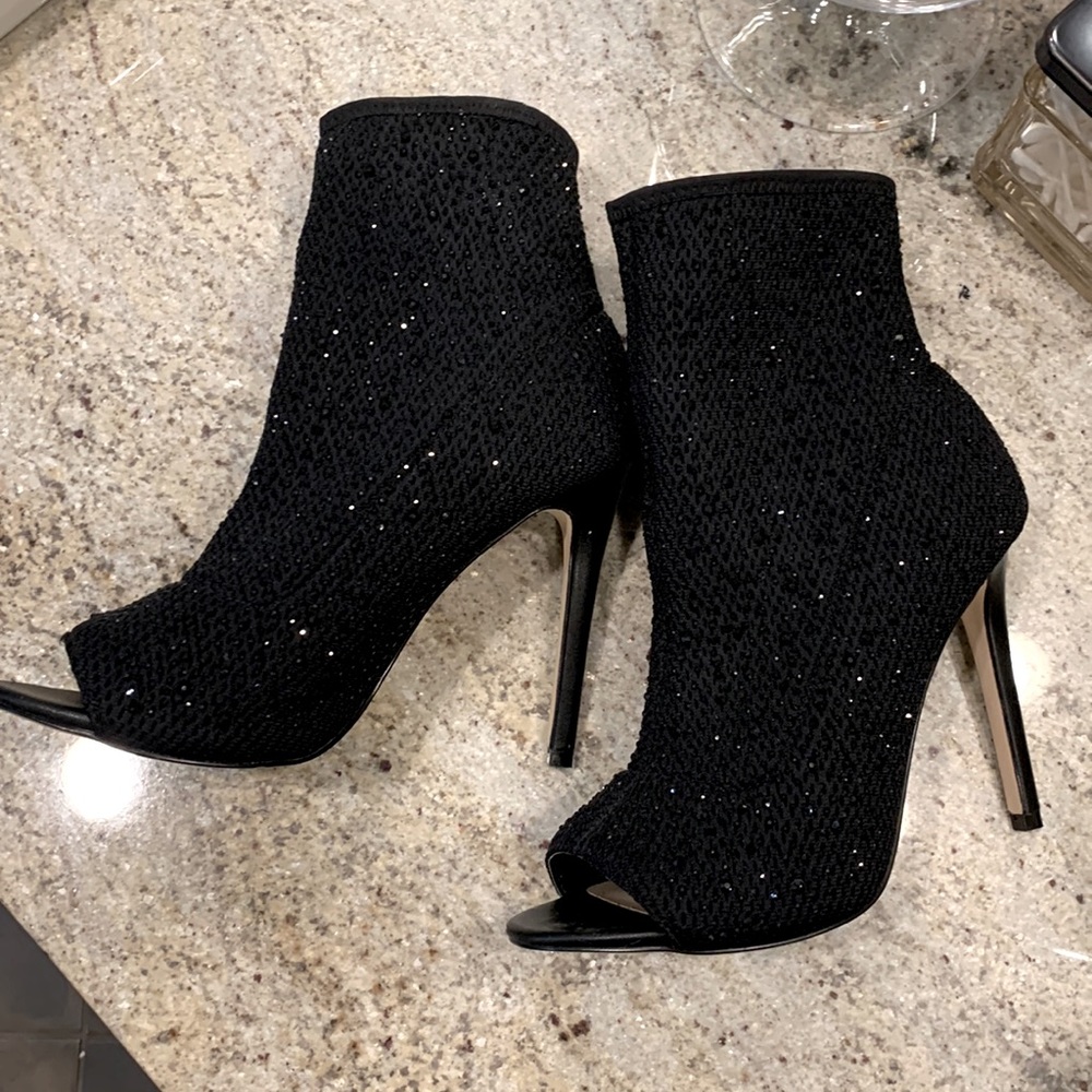 Aldo Black Glitter Booties